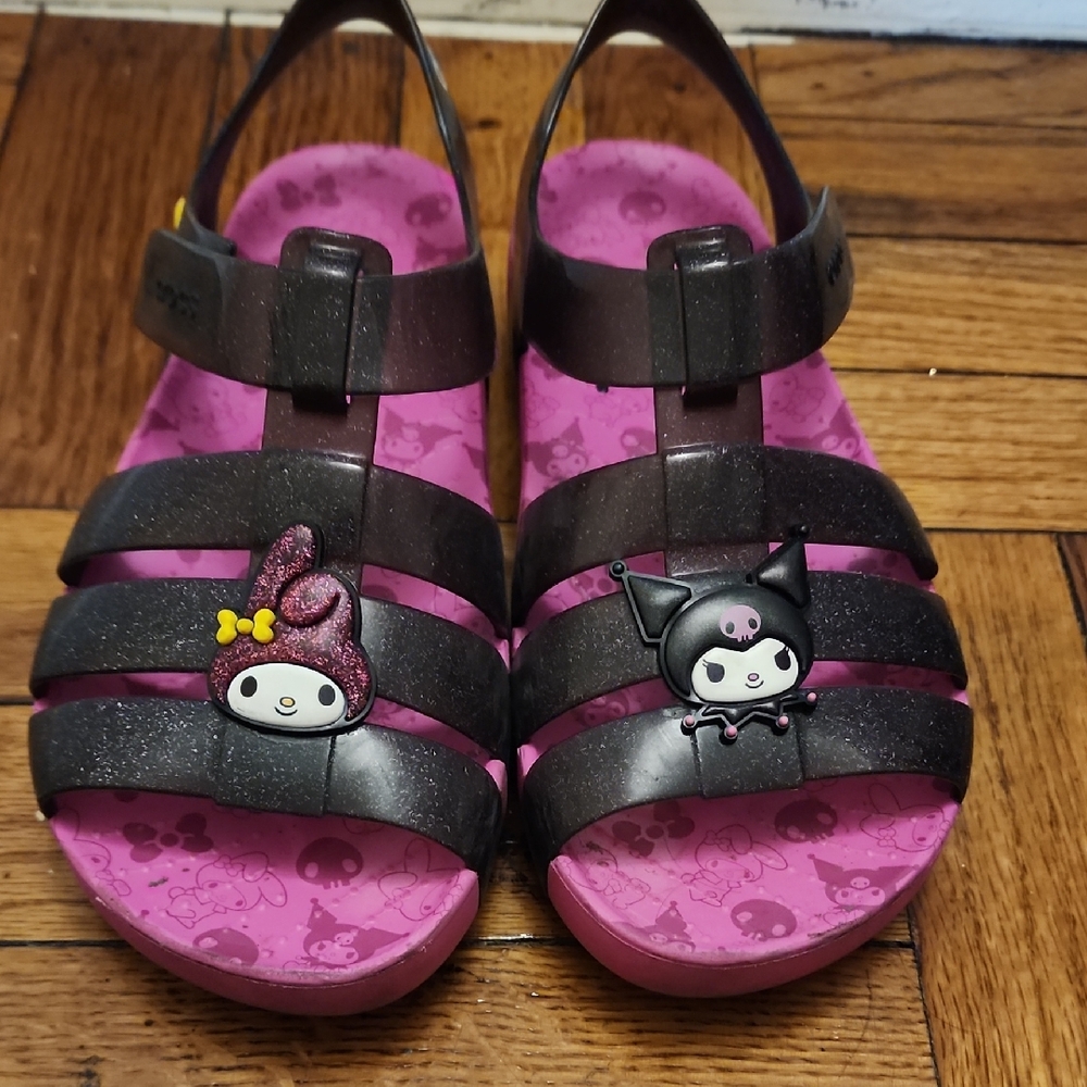CROCS Kids' Black and Purple Character Sandals